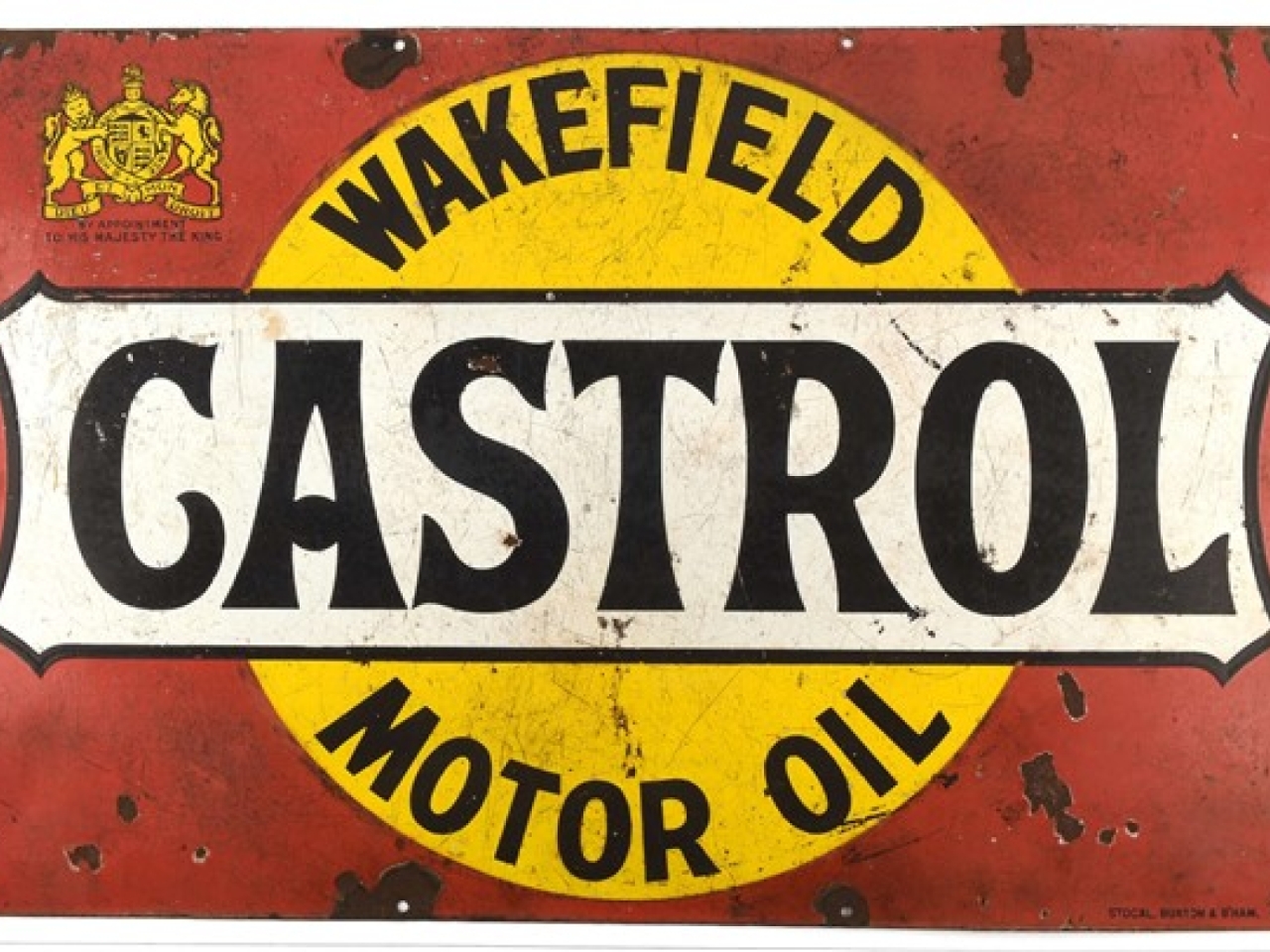 1920s Original Wakefield Castrol Motor Oil Enamel Sign