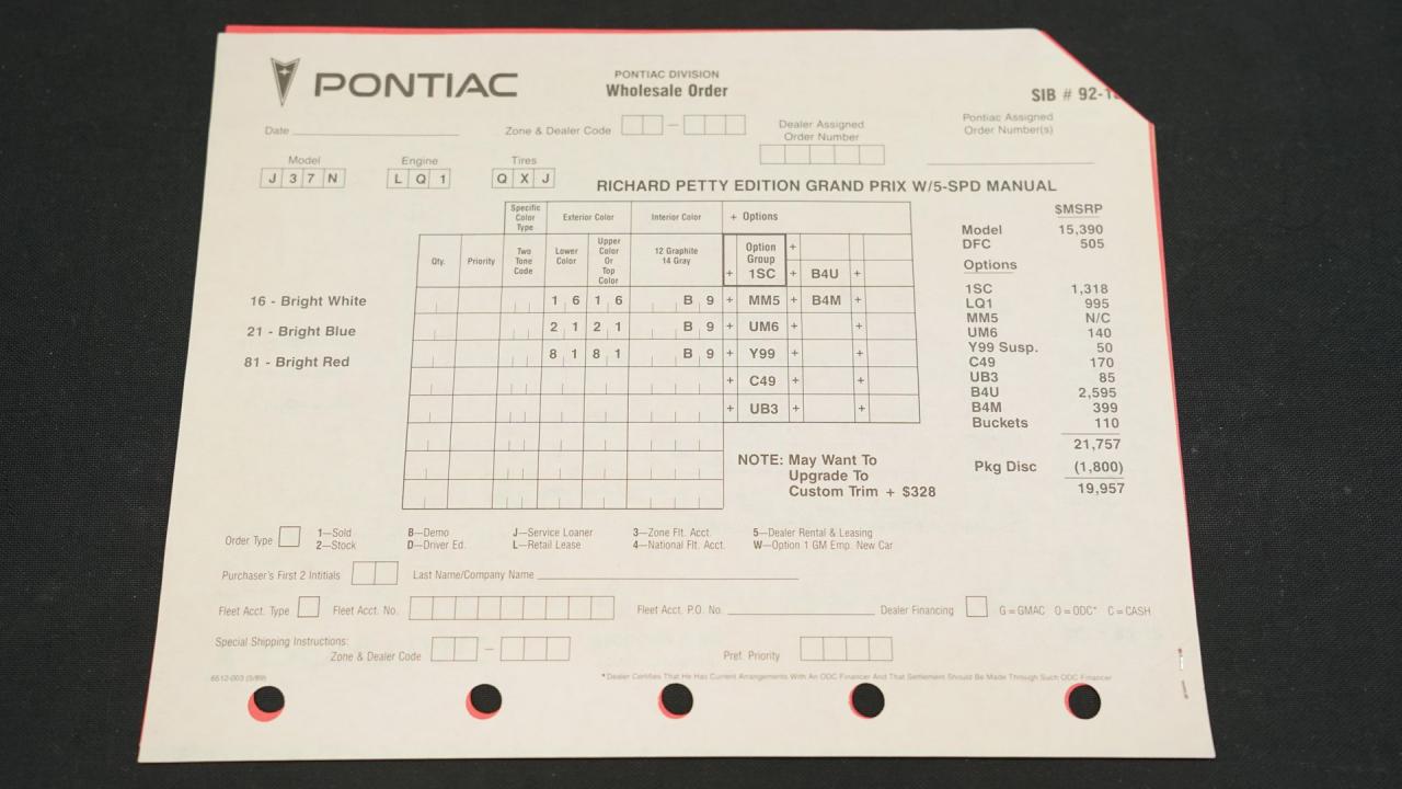 1992 Pontiac Grand Prix Richard Petty Edition #18