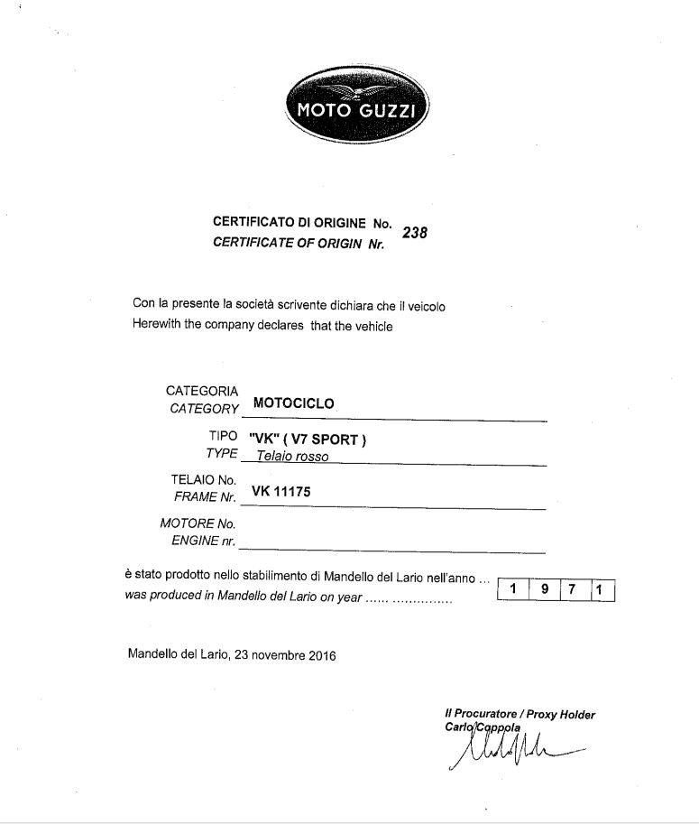 1972 Moto Guzzi V7 SPORT &quot;Telaio Rosso&quot;