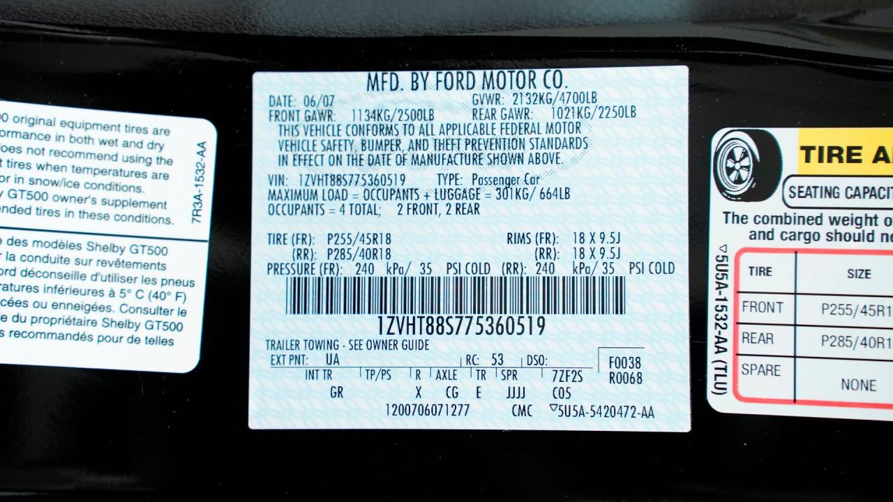 2007 Ford Mustang Shelby GT500 40th Anniversary