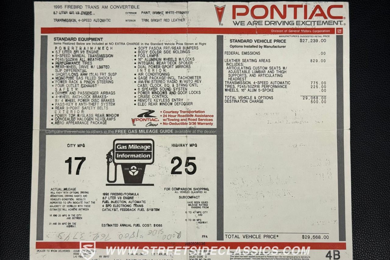 1995 Pontiac Firebird Trans Am Convertible
