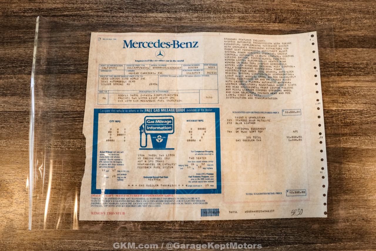 1986 Mercedes - Benz 560SL