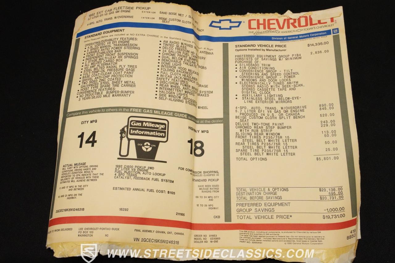 1992 Chevrolet Silverado 1500 Extended Cab