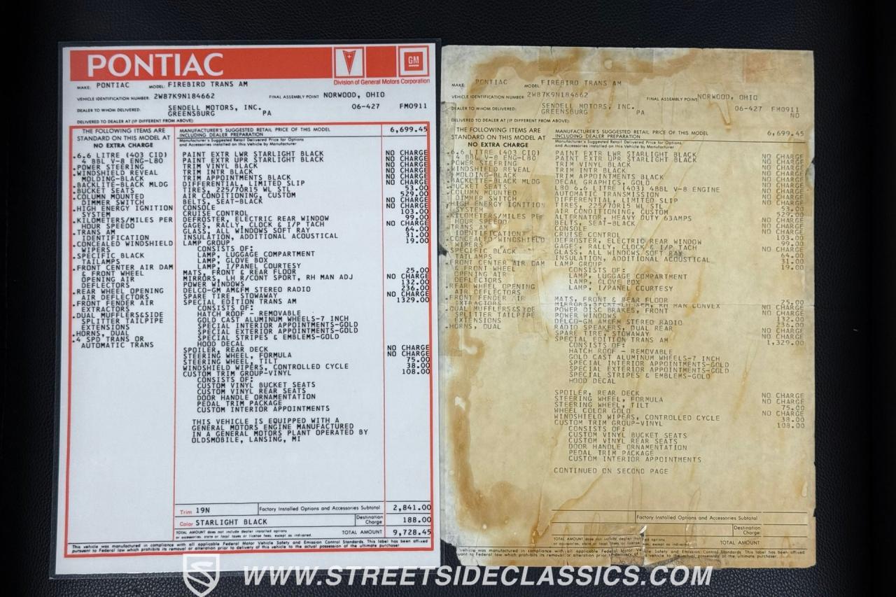 1979 Pontiac Firebird Trans Am Y84 Special Edition