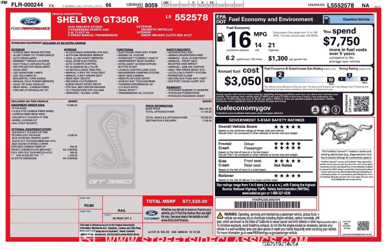 2020 Ford Mustang Shelby GT350R