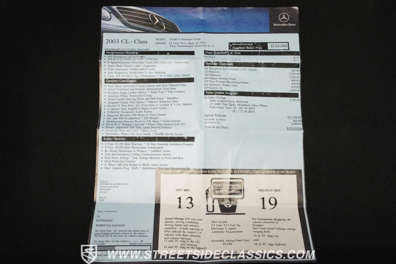 2003 Mercedes - Benz CL600