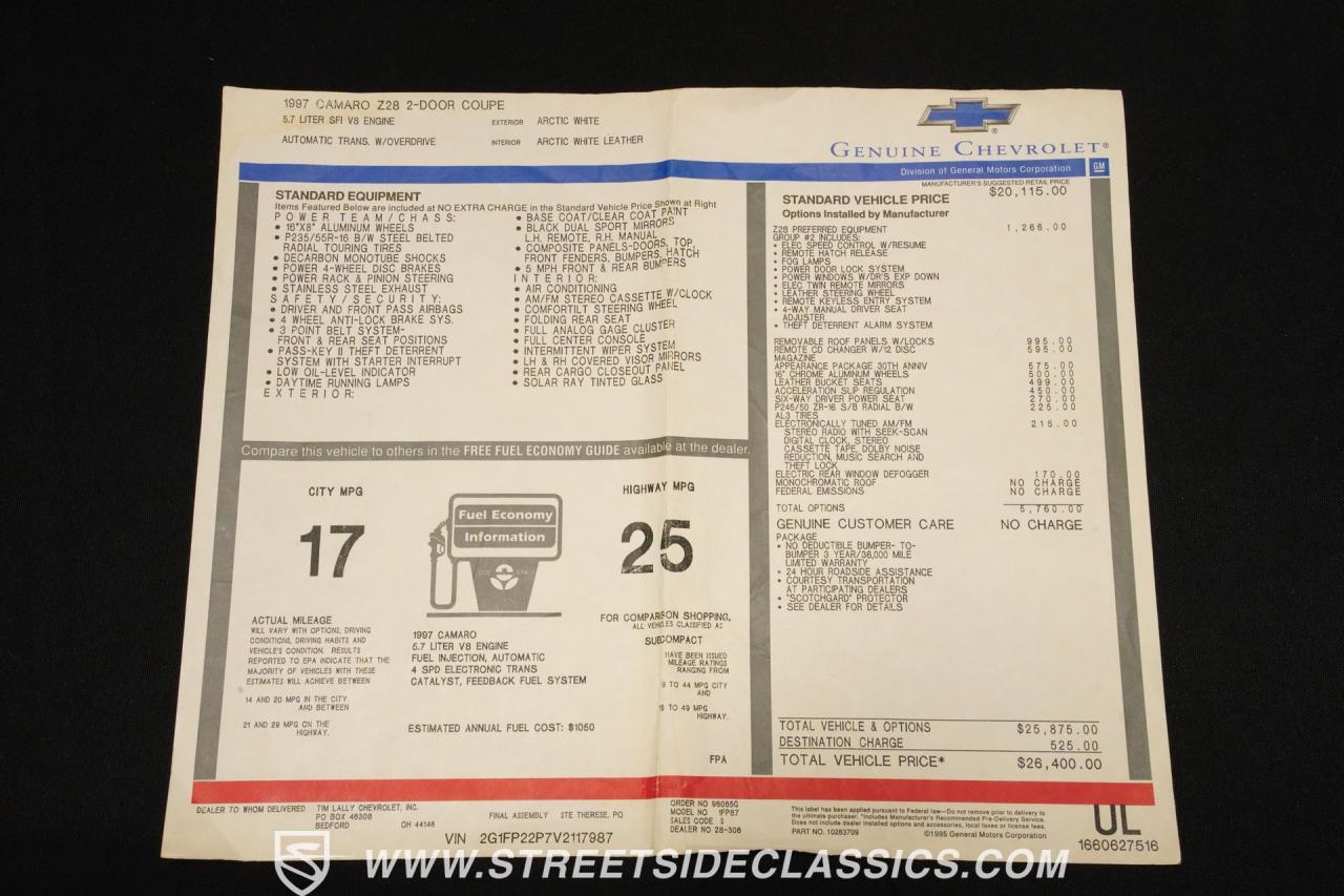 1997 Chevrolet Camaro Z28 30TH Anniversary Edition