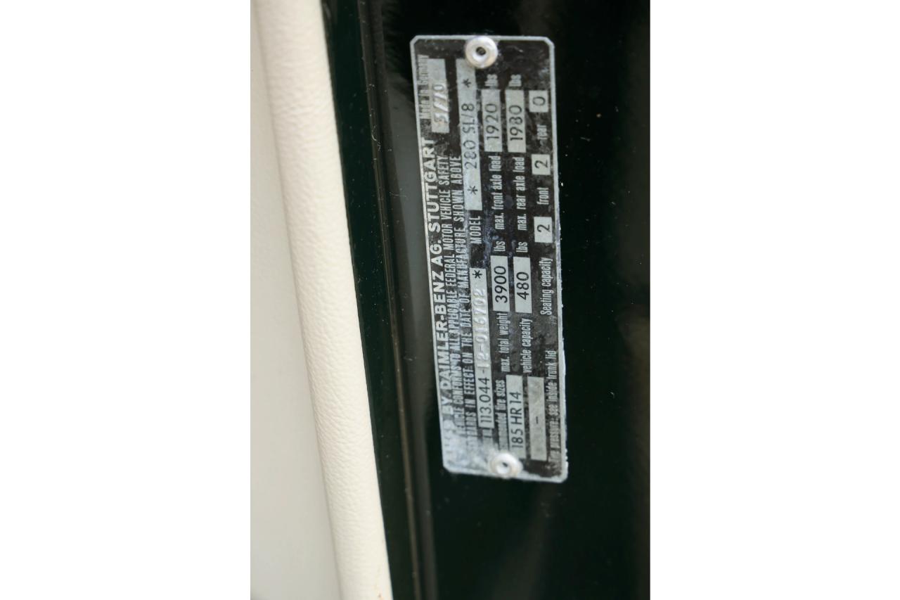 1970 Mercedes - Benz Mercedes Benz 280 SL Pagode &ldquo;MB Datenkarte correct&rdquo;