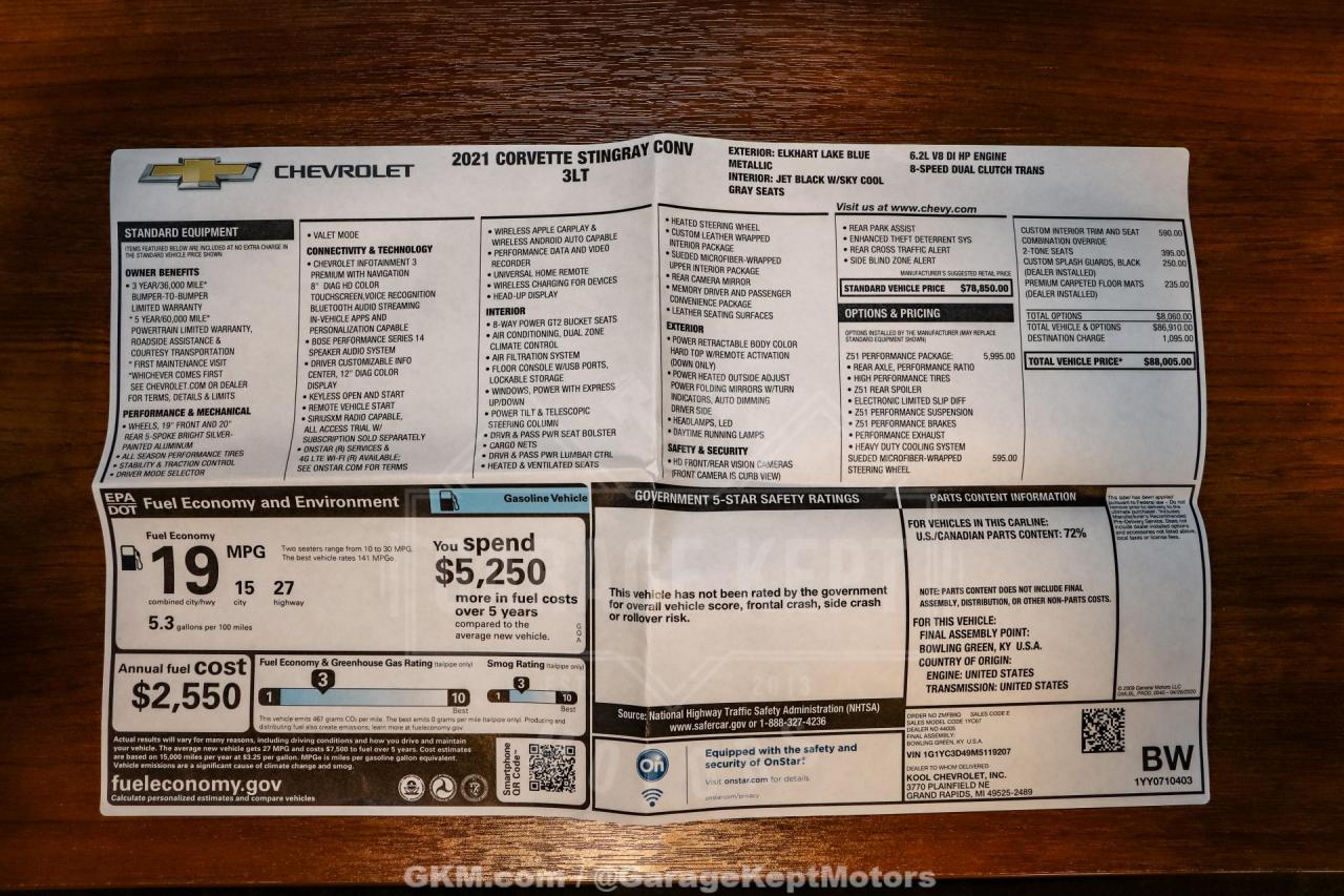 2021 Chevrolet Corvette Stingray Convertible 3LT