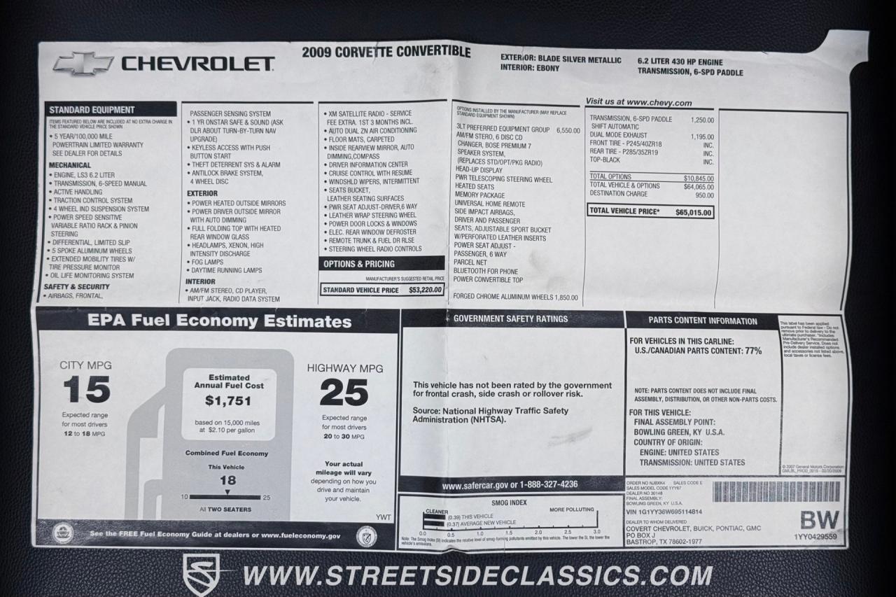 2009 Chevrolet Corvette 3LT Convertible