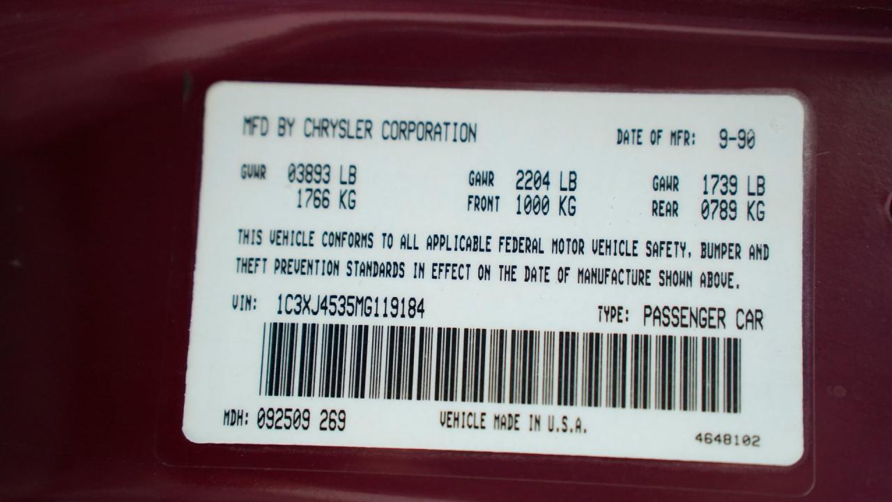 1991 Chrysler LeBaron Convertible