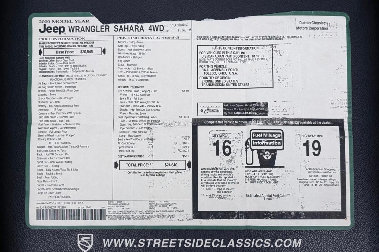 2000 Jeep Wrangler Sahara