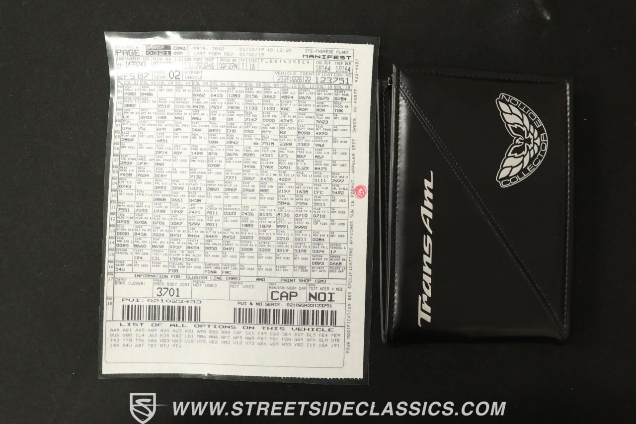 2002 Pontiac Firebird Trans Am WS6 Collectors Edition