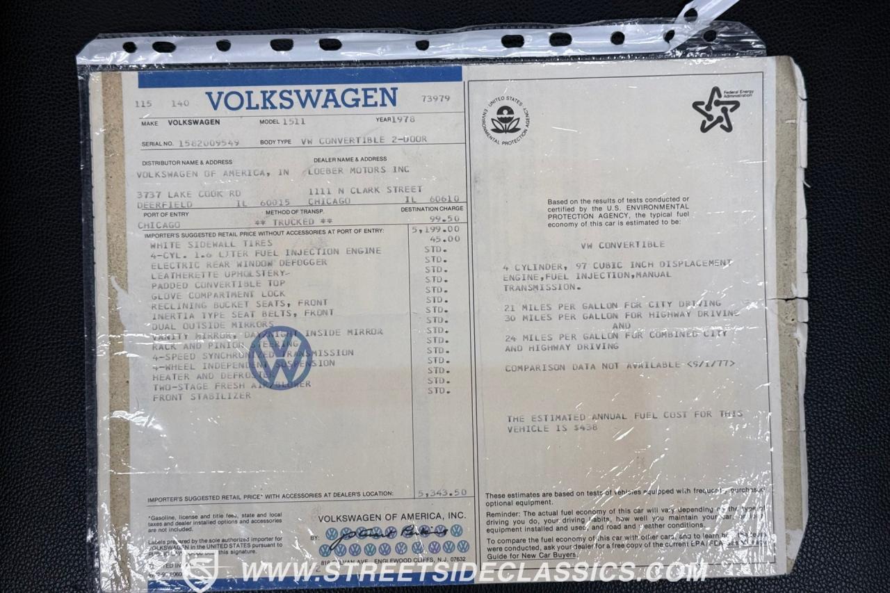 1978 Volkswagen Super Beetle Convertible