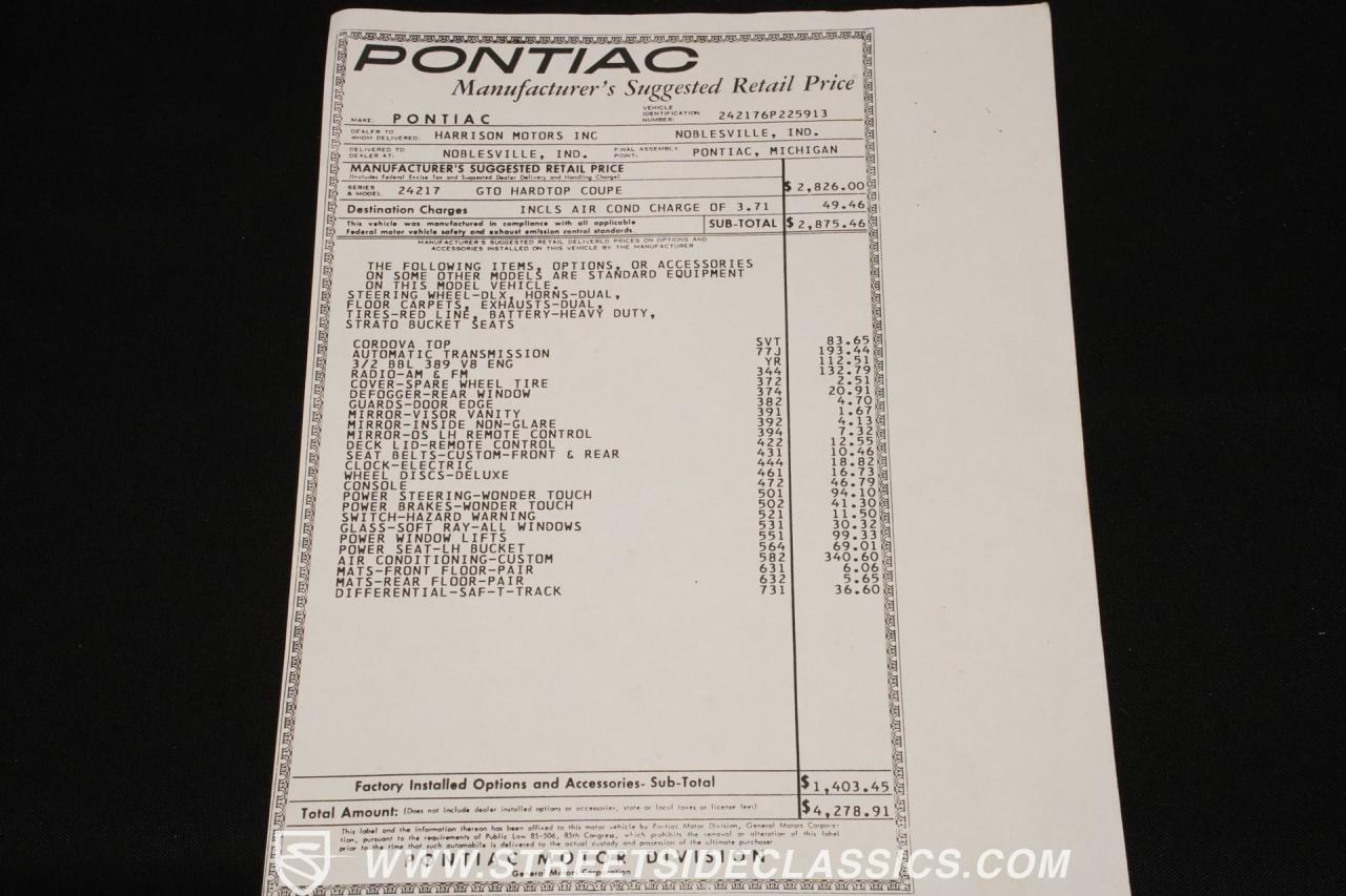 1966 Pontiac GTO Tri Power