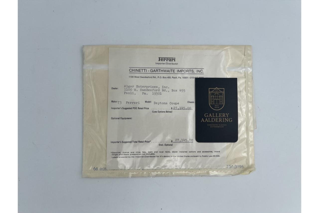 1973 Ferrari 365 GTB/4 Daytona &ldquo;5.724 miles&rdquo; Classiche certified - This Car Qualifies for 0% Import Tariffs in the USA