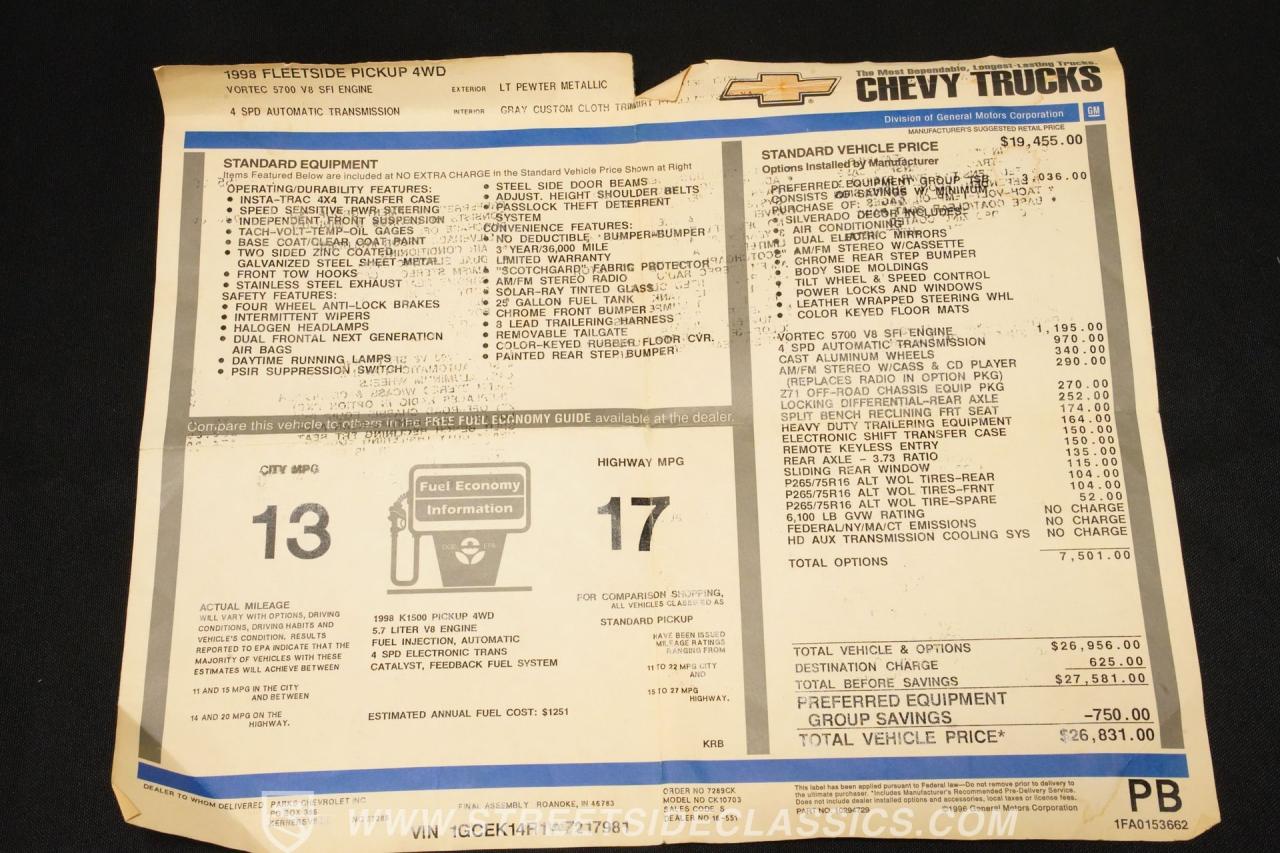 1998 Chevrolet K1500 Silverado Z71 4x4