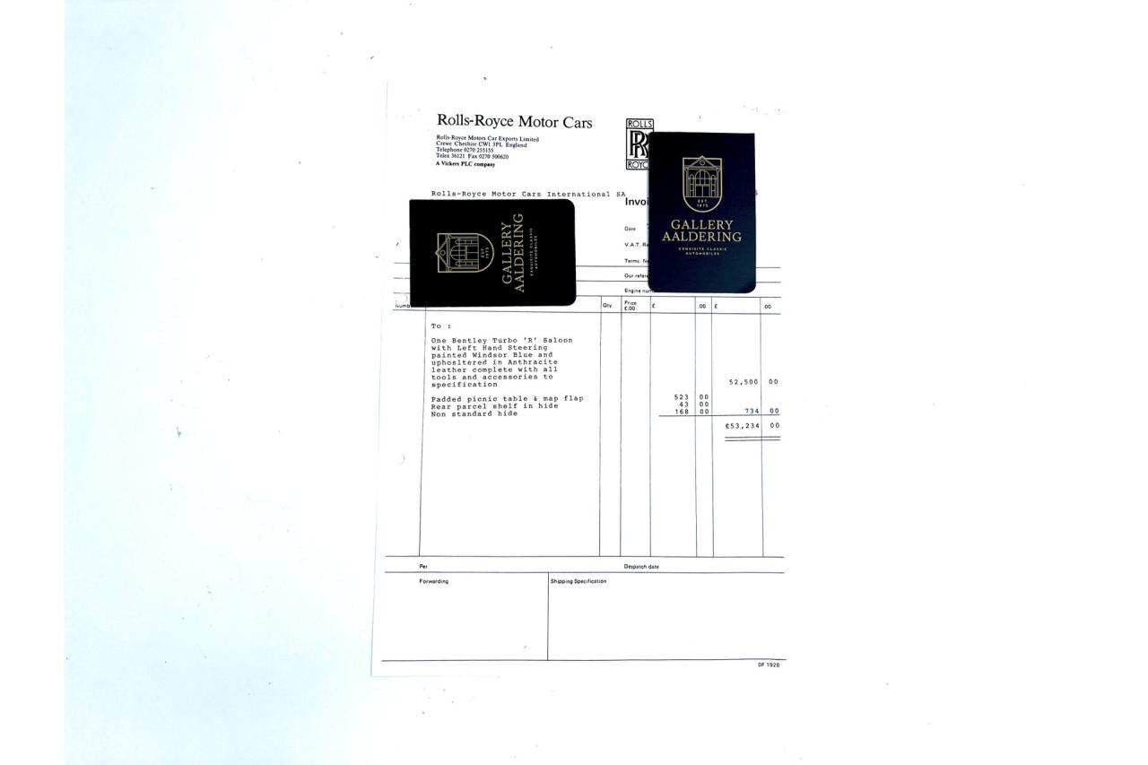 1989 Bentley Turbo R Saloon &ldquo;Exceptionally documented&rdquo;