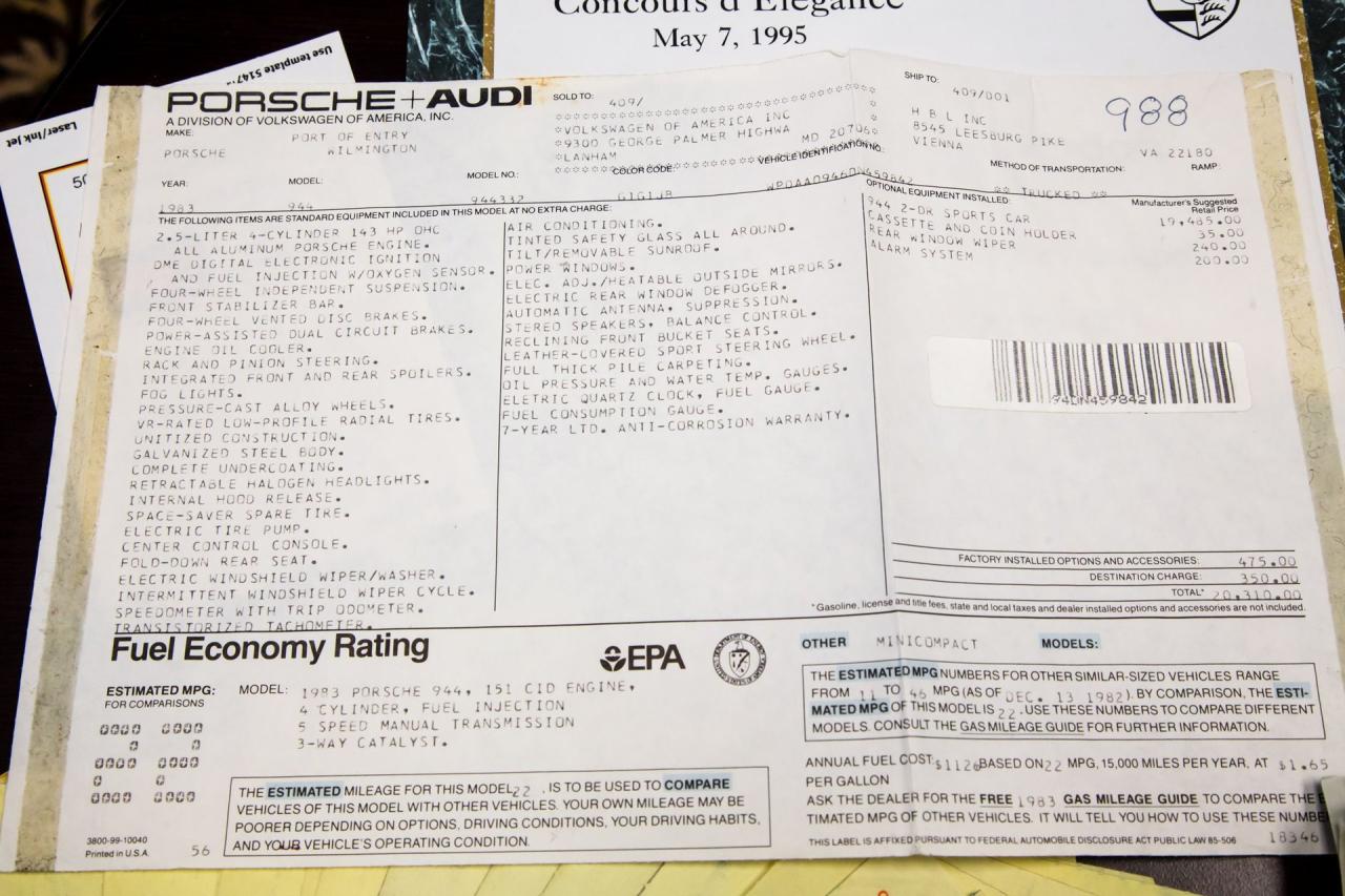 1983 Porsche 22296 mile 944