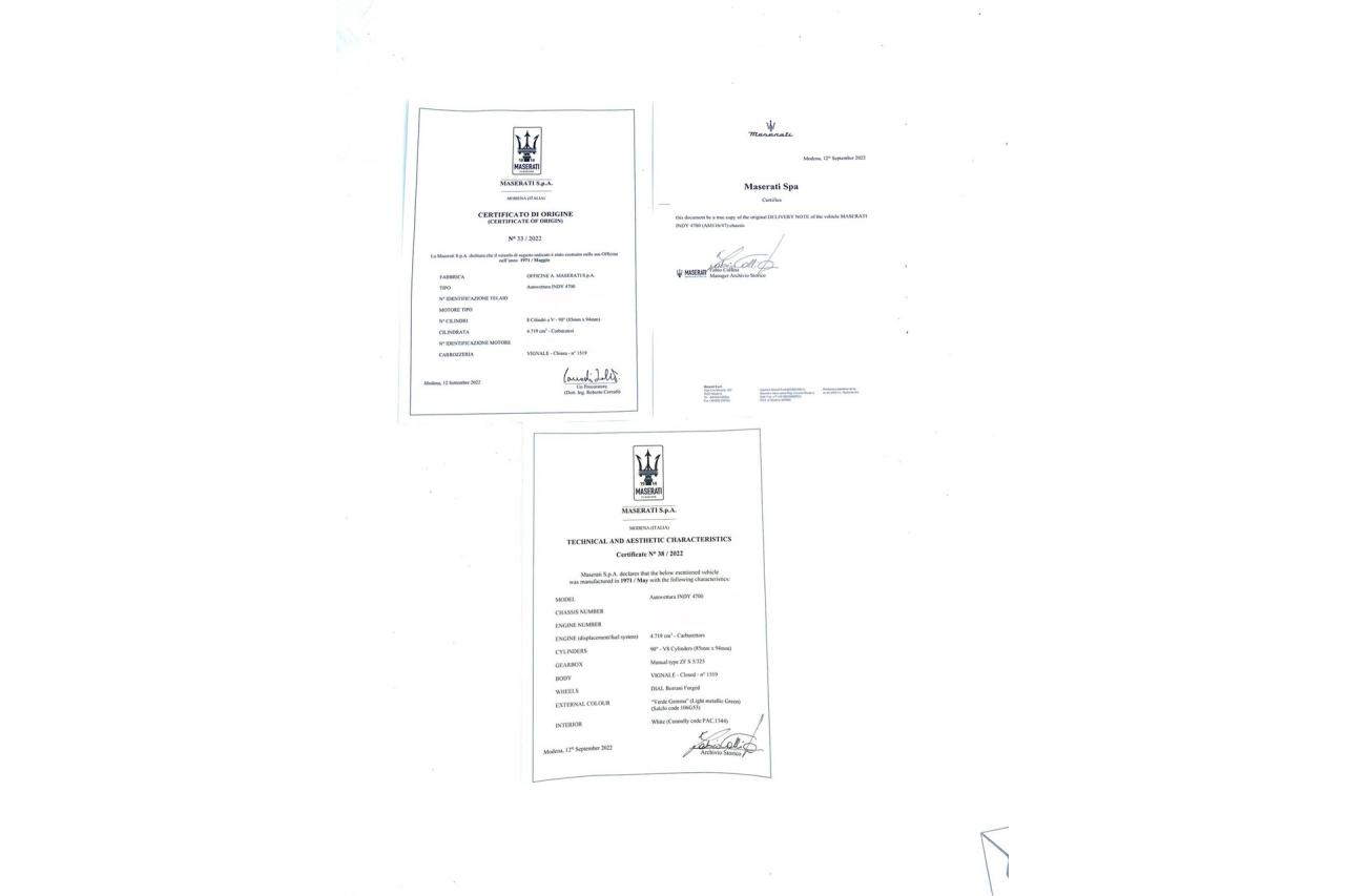 1971 Maserati Indy 4700 &ldquo; Classiche certified&rdquo;