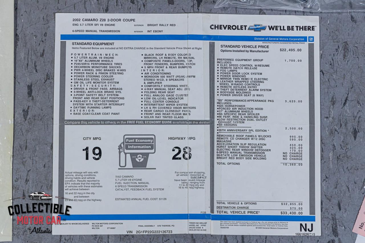 2002 Chevrolet Camaro SS 35th Anniversary