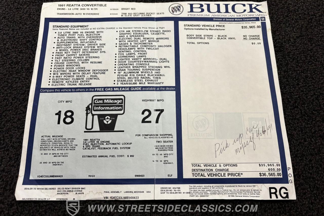 1991 Buick Reatta Convertible