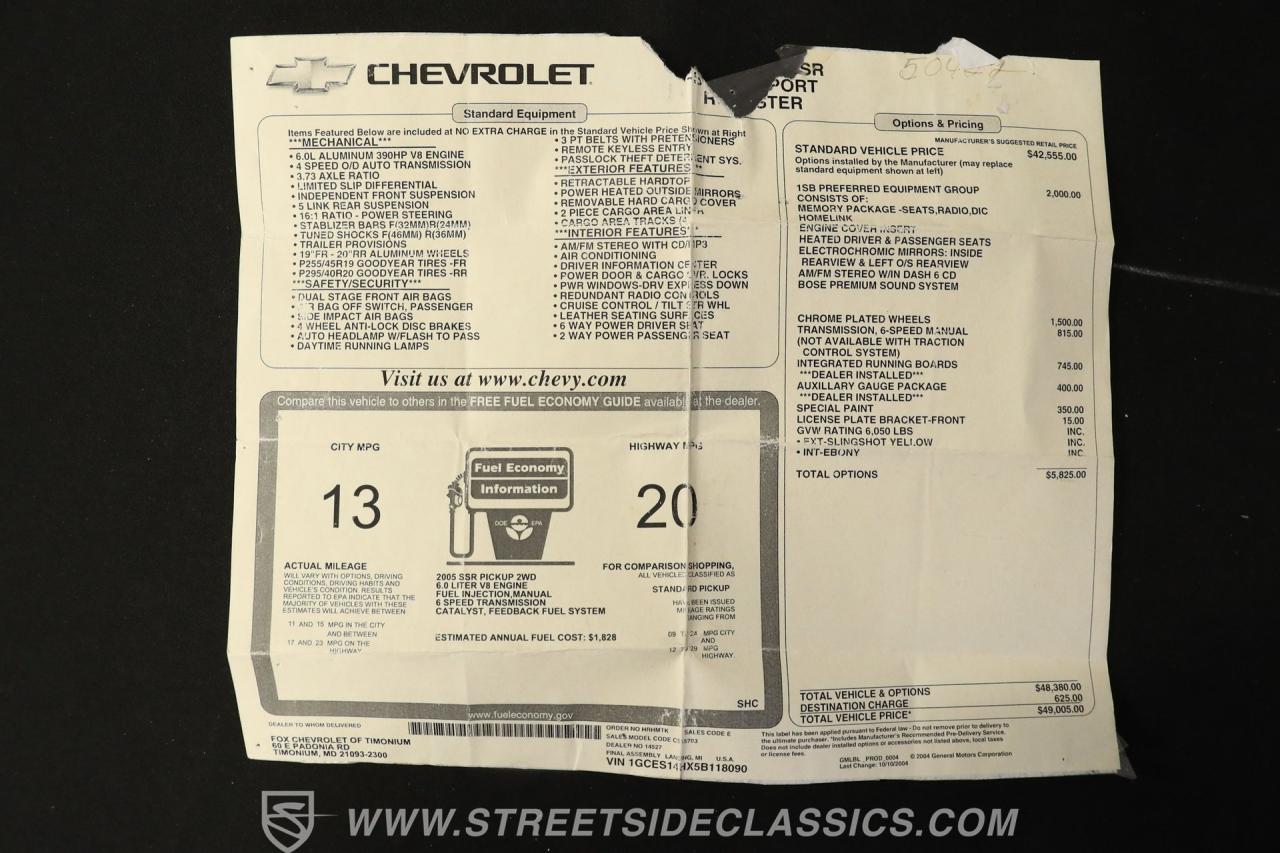 2005 Chevrolet SSR 6 Speed