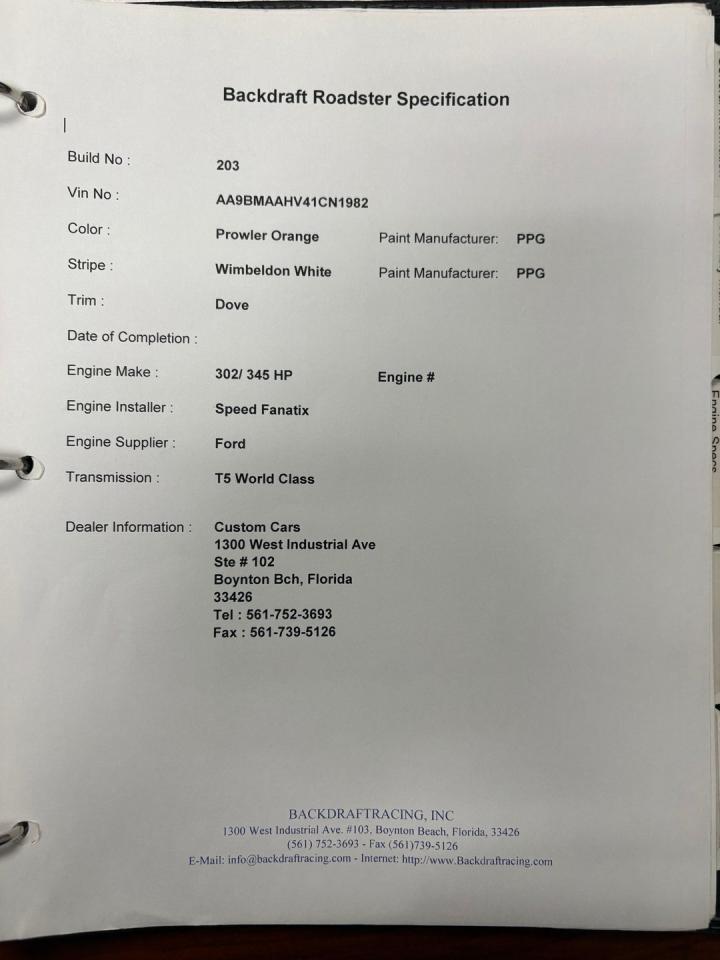 1965 Shelby Cobra Backdraft