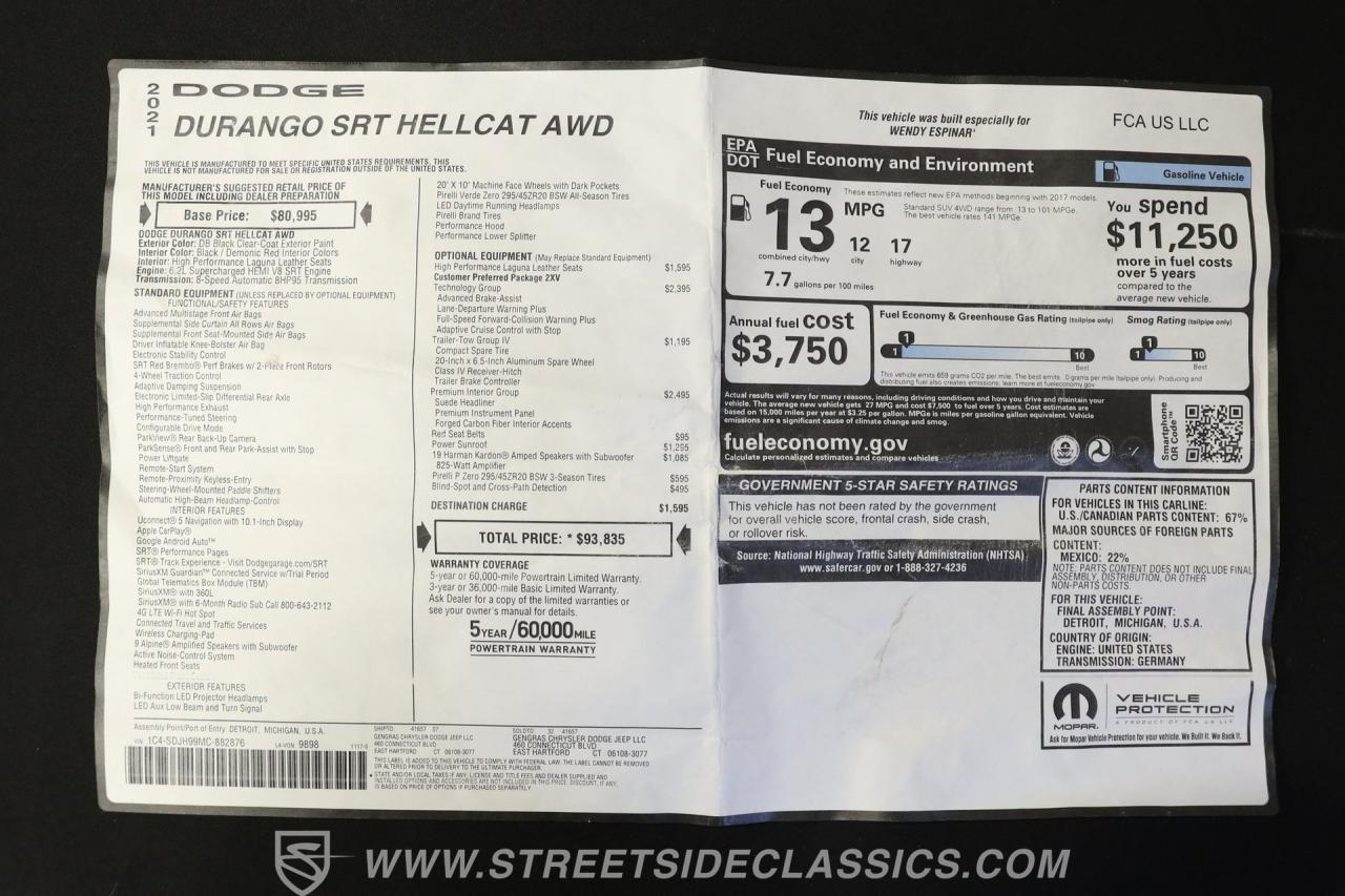 2021 Dodge Durango SRT Hellcat AWD