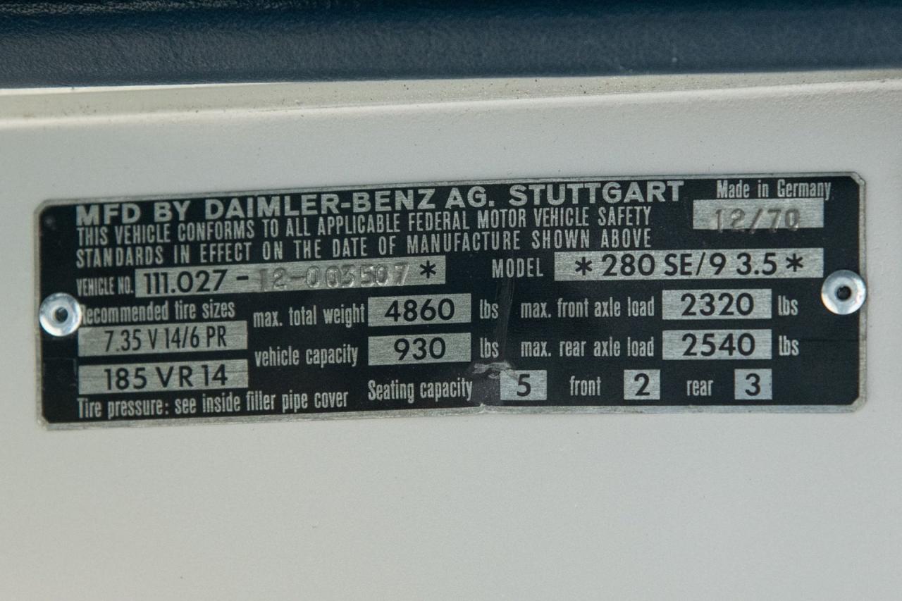 1971 Mercedes - Benz 280 SE 3.5 CABRIOLET