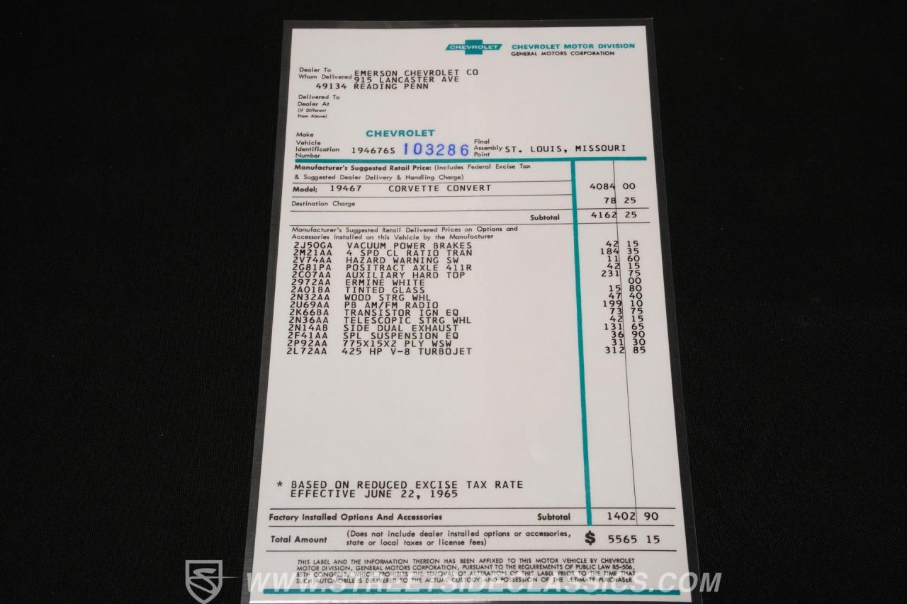 1966 Chevrolet Corvette 427 Convertible