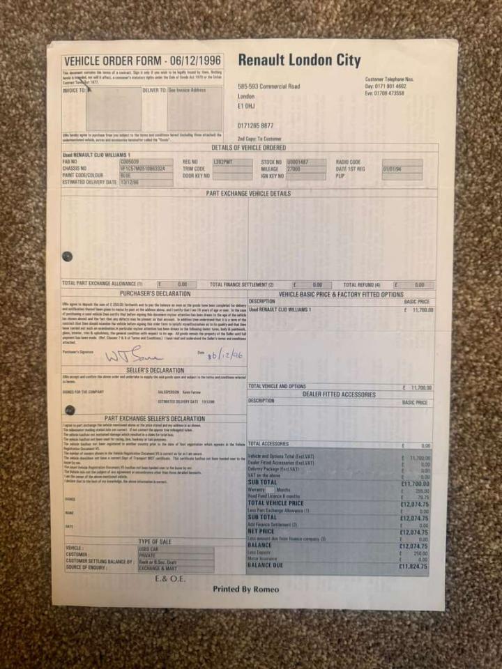 1994 Renault CLIO WILLIAMS