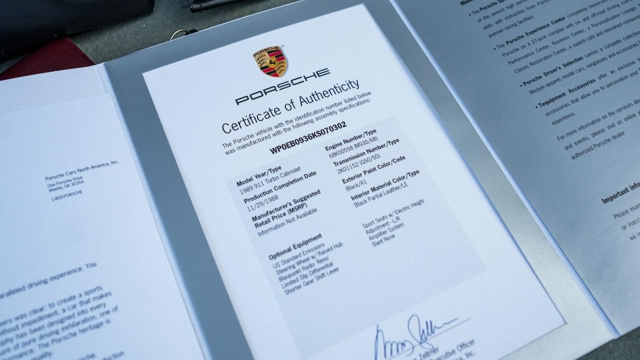 1989 Porsche 911 Turbo Slantnose Cabriolet