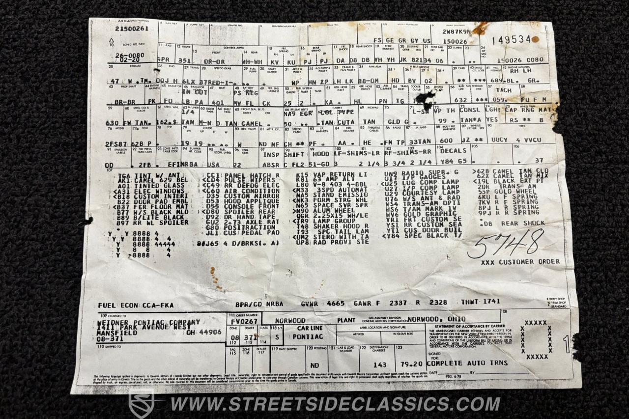 1979 Pontiac Firebird Trans Am SE WS6