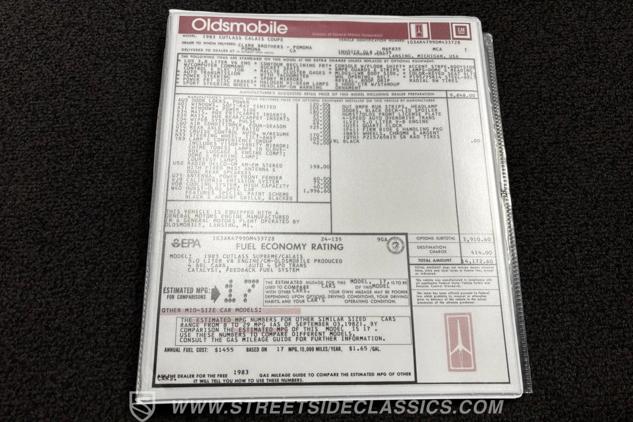 1983 Oldsmobile Cutlass Hurst/Olds 15th Anniversary