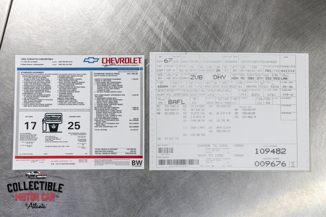 1993 Chevrolet Corvette 40TH ANNIVERSARY