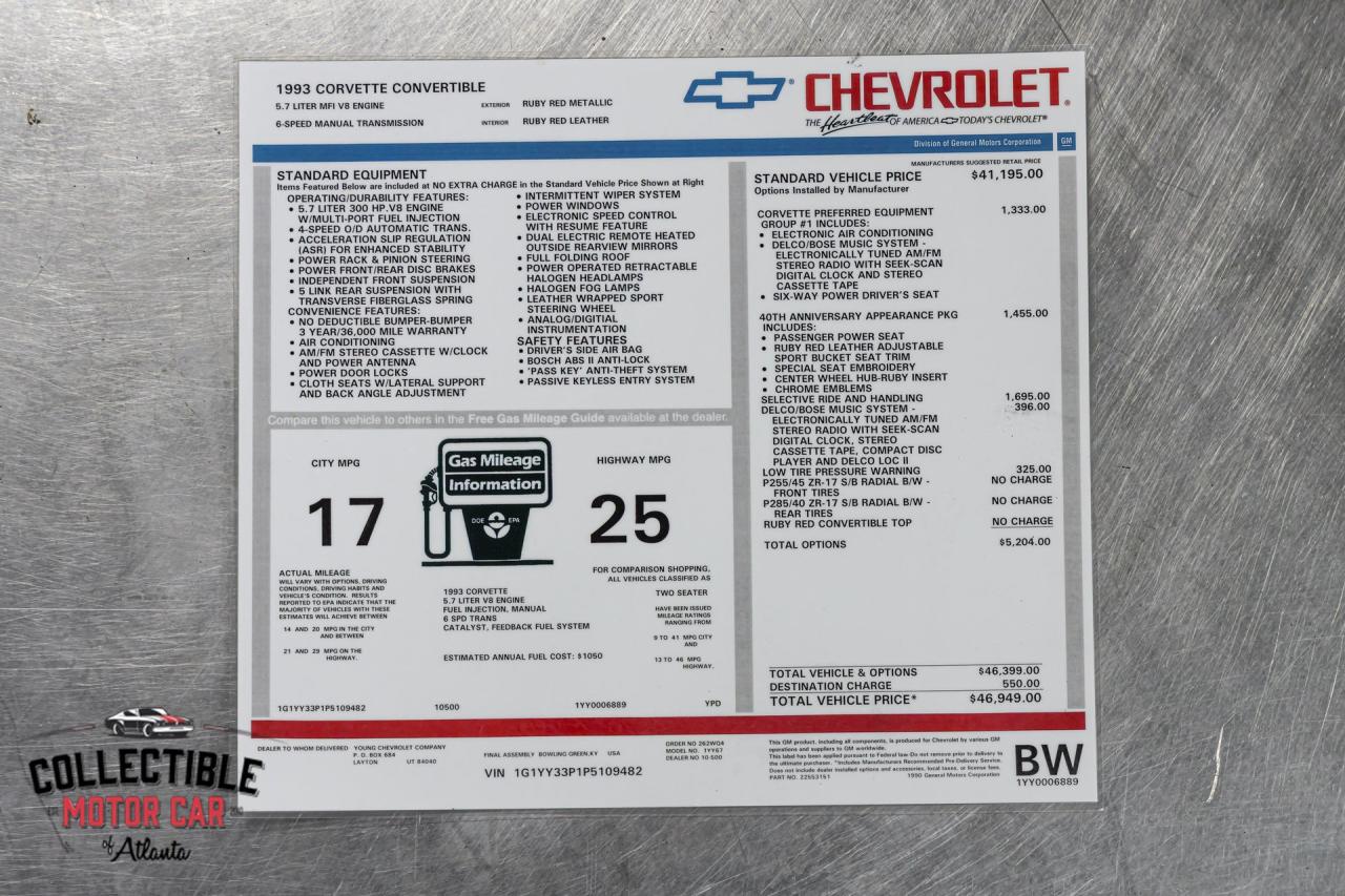 1993 Chevrolet Corvette 40TH ANNIVERSARY