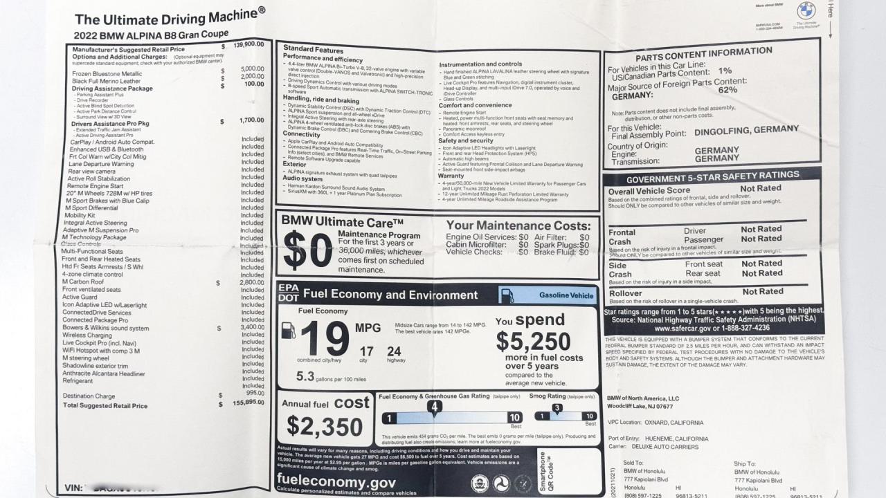 2022 BMW ALPINA B8 Gran Coupe