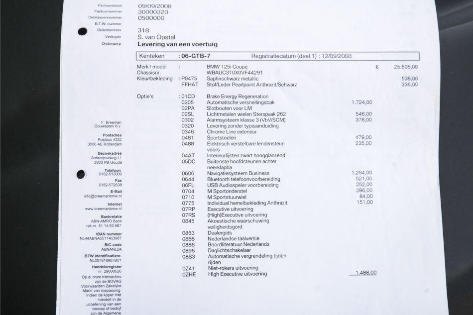 2008 BMW 125i Coupe High Executive Automaat