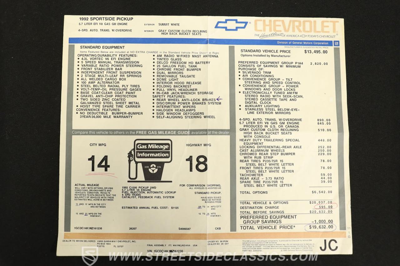 1992 Chevrolet C1500 Silverado Stepside