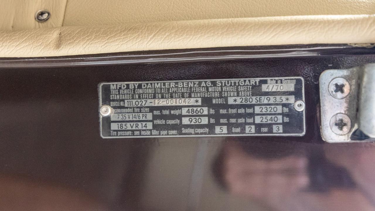 1971 Mercedes - Benz 280 SE 3.5 CABRIOLET