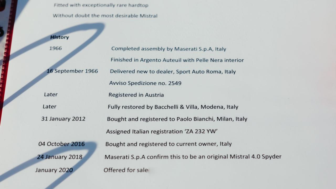 1966 Maserati Mistral Spyder