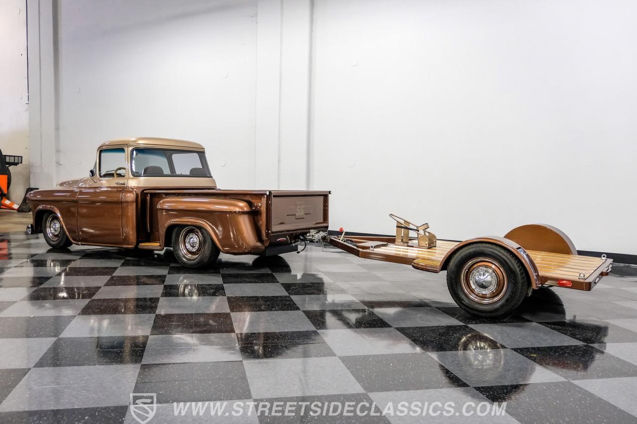 1955 Chevrolet 3100 Apache &amp; Custom Motorcycle Trailer