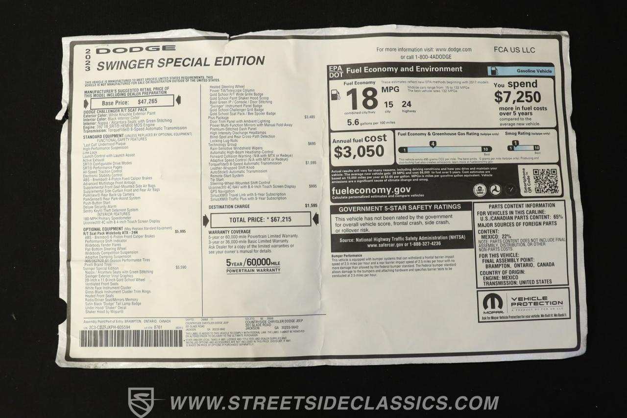 2023 Dodge Challenger R/T Scat Pack Widebody Swinger Special Edition