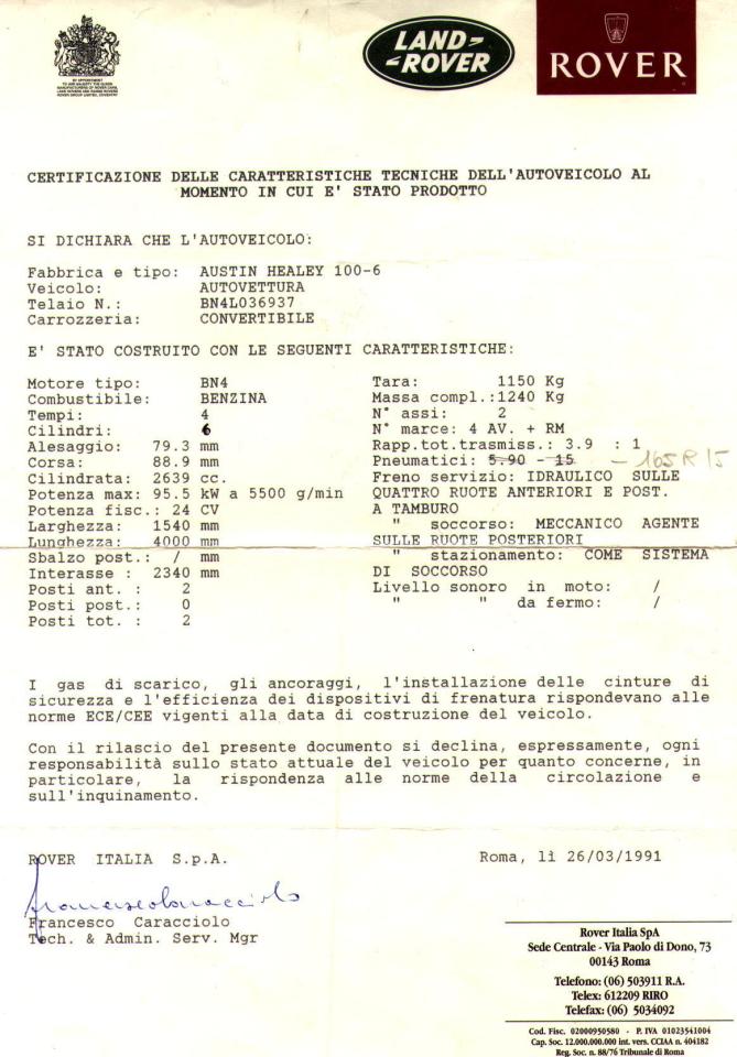 1957 Austin - Healey 100/6