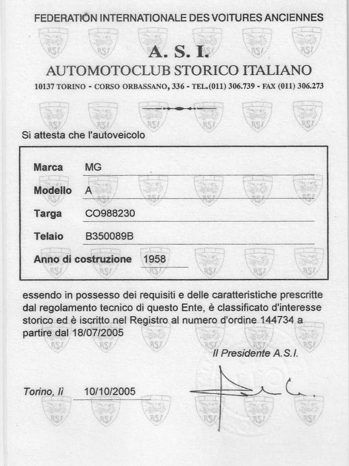 1958 MG A 1500 ROADSTER