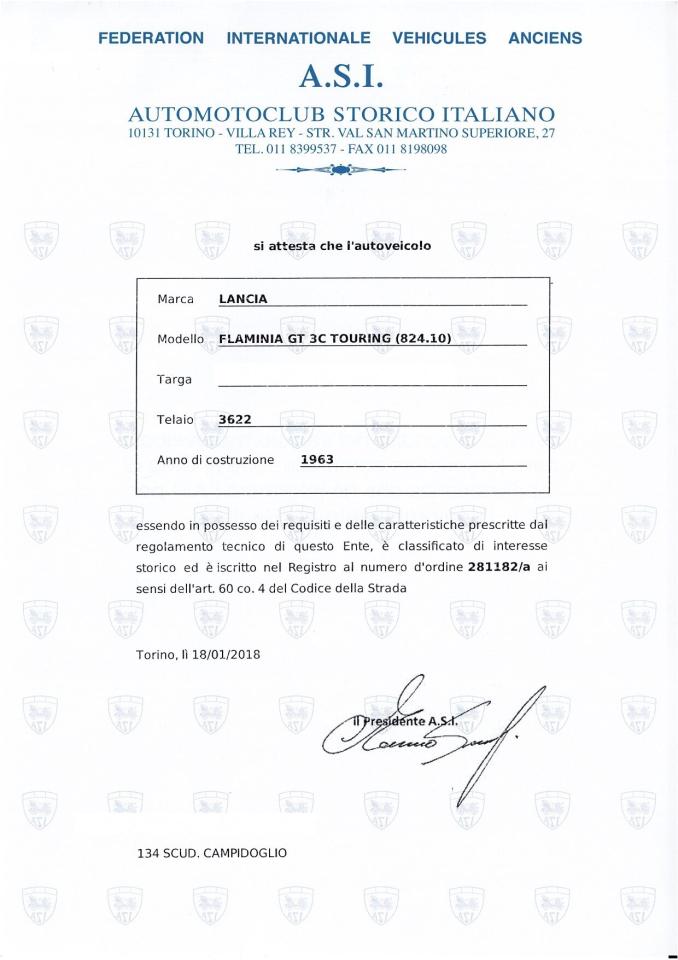 1963 Lancia FLAMINIA TOURING SUPERLEGGERA 2.500 3C