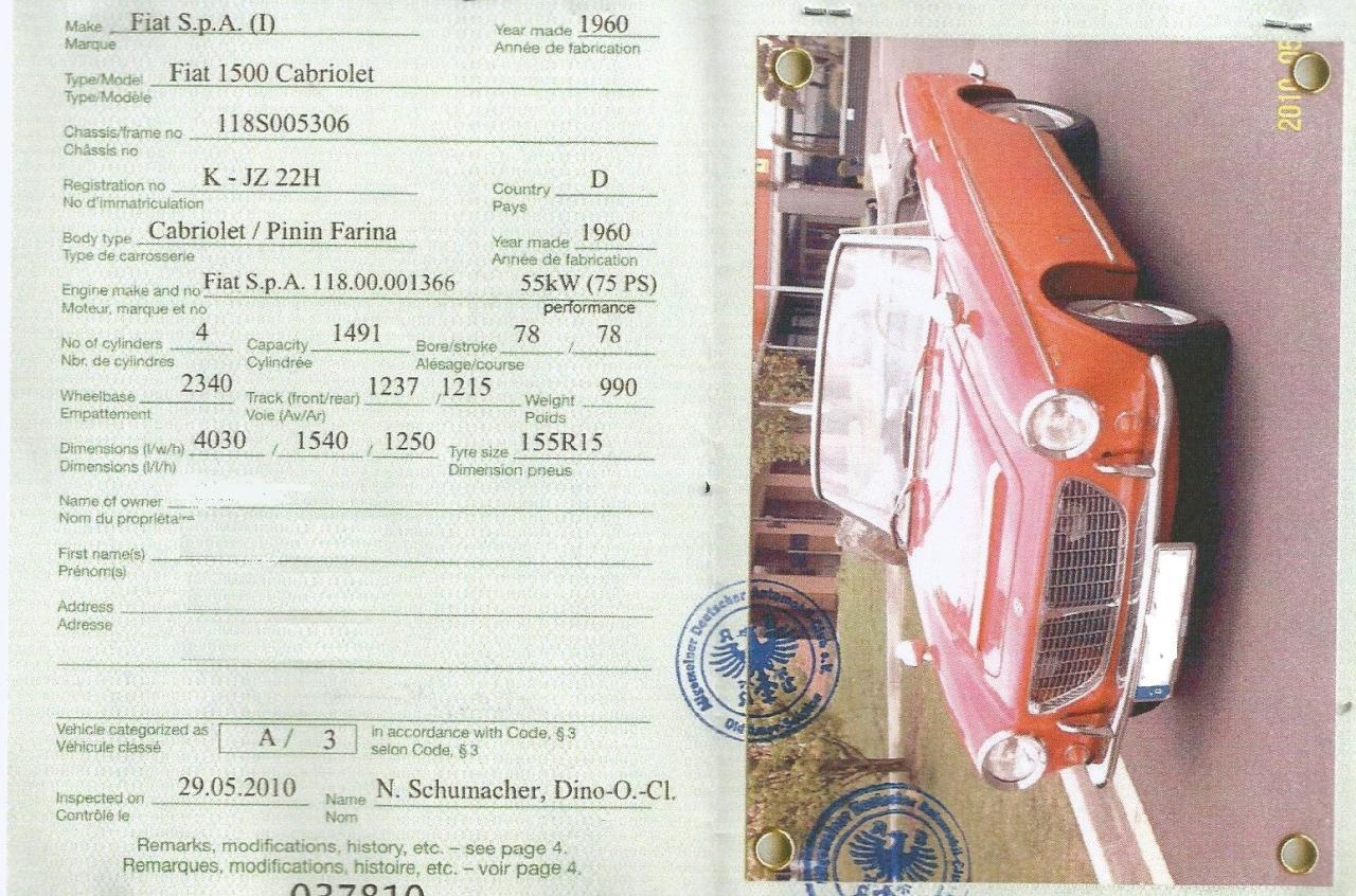 1960 Fiat 1500 OSCA CABRIOLET 1960