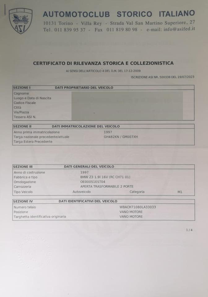 1997 BMW Z3 ROADSTER 1.9i 16V