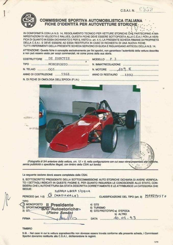 1968 De Sanctis FORMULA 3